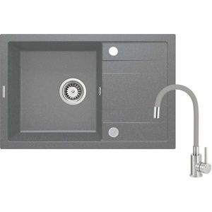 DEANTE DEANTE - Drez Corio z granitu šedého metalického, s batériou, 1-drez s odkvapkávačom ZRCPS113 vyobraziť