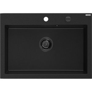 MEXEN/S MEXEN/S - Elix granitový drez 1-miska 700 x 500 mm, čierna, sifón čierna 6526701005-77-B vyobraziť
