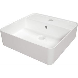 DEANTE - Štvorcové biele keramické umývadlo, na dosku, s policou na batériu CGS_6U4B vyobraziť