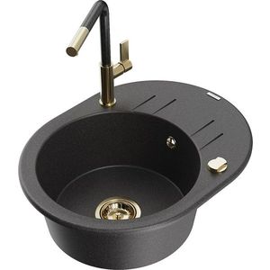 MEXEN/S MEXEN/S - Kevin granitový drez 1-miska s odkvapkávačom vrátane batérie Flora, čierna kropenatá 6517-76-670401-75-G vyobraziť