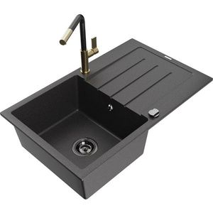 MEXEN/S MEXEN/S - Bruno granitový drez 1 s odkvapkávačom vrátane batérie Flora, čierna kropenatá 6513-76-670401-75-B vyobraziť