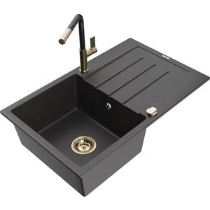 MEXEN/S MEXEN/S - Bruno granitový drez 1 s odkvapkávačom vrátane batérie Flora, čierna kropenatá 6513-76-670401-75-G vyobraziť