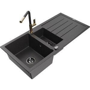 MEXEN/S MEXEN/S - Andres granitový drez s odkvapkávačom vrátane batérie Flora, čierna nakrapiany 6515-76-670401-75-B vyobraziť