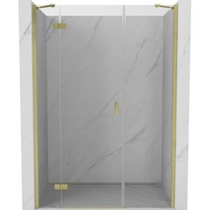 MEXEN/S - Mist-H sprchové dvere krídlové ľavé 160, transparent, zlatá kartáčovaná 8A5-160-001-55-00-L vyobraziť