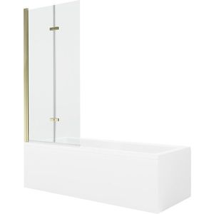 MEXEN/S - Cubik obdĺžniková vaňa 160 x 70 cm s panelom + vaňová zástena 80, transparent, zlatá 550316070X9208025000 vyobraziť