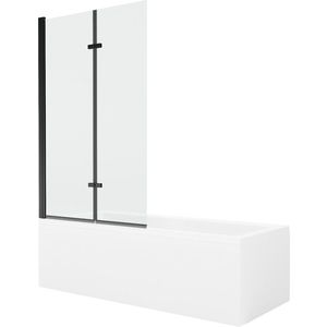 MEXEN/S - Cubik obdĺžniková vaňa 170 x 70 cm s panelom + vaňová zástena 100, transparent, čierna 550317070X9210027000 vyobraziť