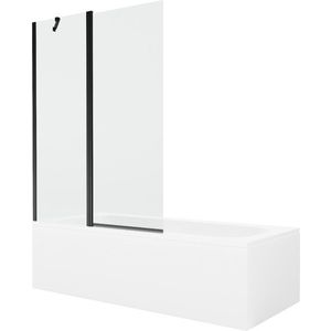 MEXEN/S - Vega obdĺžniková vaňa 180 x 80 cm s panelom + vaňová zástena 120, transparent, čierna 550118080X9412117000 vyobraziť