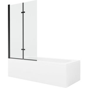 MEXEN/S - Vega obdĺžniková vaňa 160 x 70 cm s panelom + vaňová zástena 100, transparent, čierna 550116070X9210027000 vyobraziť