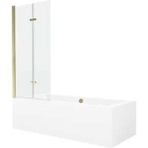 MEXEN/S - Cube obdĺžniková vaňa 170 x 80 cm s panelom + vaňová zástena 80, transparent, zlatá 550517080X9208025000 vyobraziť