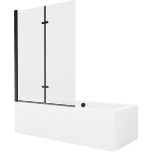 MEXEN/S - Cube obdĺžniková vaňa 180 x 80 cm s panelom + vaňová zástena 120, transparent, čierna 550518080X9212027000 vyobraziť