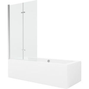 MEXEN/S - Cube obdĺžniková vaňa 170 x 80 cm s panelom + vaňová zástena 100, transparent, chróm 550517080X9210020100 vyobraziť