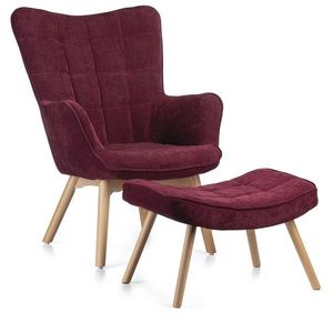 Čalouněné křeslo s podnožkou Grella vínové vyobraziť