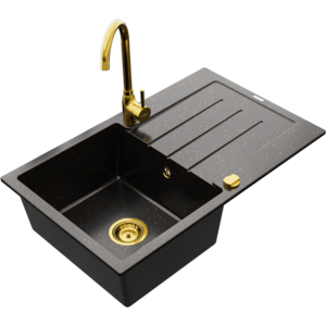 Granitový dřez MEXEN BRUNO 79, 5x49, 5 cm černý/zlatý vyobraziť