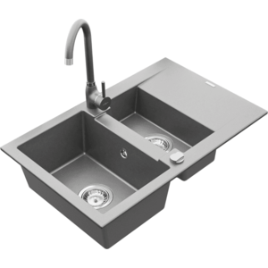 Granitový dřez MEXEN GASPAR s kuchyňskou baterií šedý vyobraziť
