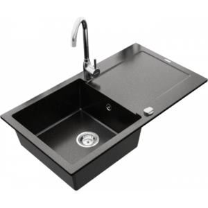 Granitový drez Mexen Leo 90x50 cm čierny/strieborný vyobraziť