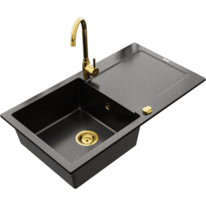 Granitový drez Mexen Leo 90x50 cm čierny/zlatý vyobraziť