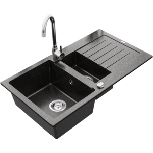 Granitový dřez MEXEN MATIAS s kuchyňskou baterií černý se vzorem/chrom vyobraziť