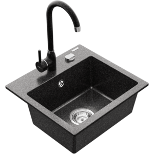 Granitový dřez MEXEN MILO s kuchyňskou baterií černý se vzorem II vyobraziť