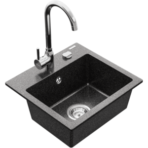 Granitový dřez MEXEN MILO s kuchyňskou baterií černý se vzorem/chrom II vyobraziť