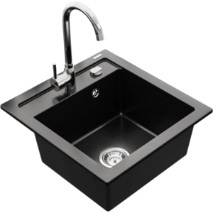 Granitový dřez MEXEN VITO černý + baterie Telma chrom vyobraziť