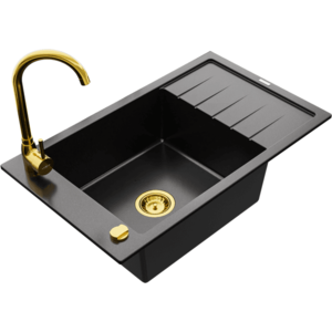 Granitový dřez s kuchyňskou baterií MEXEN ELIAS černo-zlatý II vyobraziť