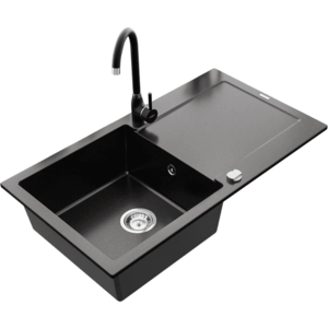 Granitový dřez s kuchyňskou baterií MEXEN LEO černý vyobraziť