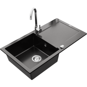 Granitový dřez s kuchyňskou baterií MEXEN LEO černý/chrom vyobraziť