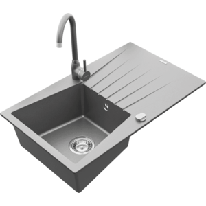 Granitový drez s kuchynskou batériou MEXEN CESAR sivý vyobraziť