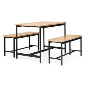 Jídelní set Gretas s lavicemi dub přírodní/černý vyobraziť