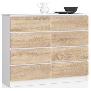 Komoda Kuba 120 cm 8 zásuviek biela/sonoma vyobraziť