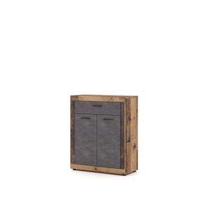 Komoda Luna 89, 9 cm dub Matera tmavý/šedá vyobraziť