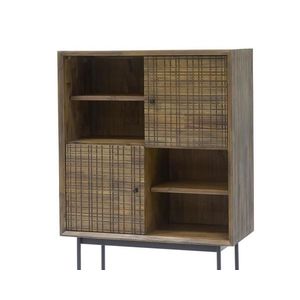 Komoda Maze 85 cm z masivu hnědá/černá vyobraziť