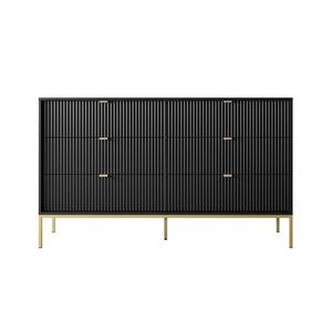 Komoda Nova 154 cm se zásuvkami černá/zlatá vyobraziť