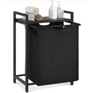 Koš na prádlo Vasagle Lenny 65 l černý/hnědý vyobraziť