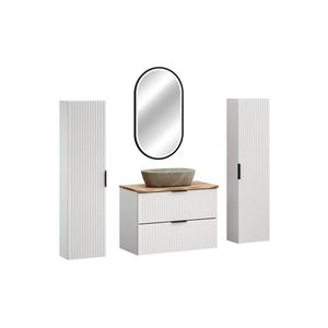 Koupelnová sestava Casad Nature Anna s deskou, umyvadlem, skříňkami a zrcadlem 80 cm bílá/dub wotan vyobraziť