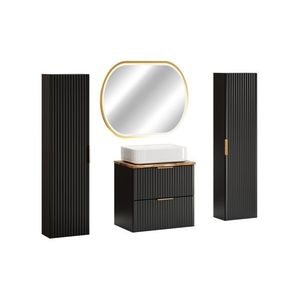 Koupelnová sestava Casad Nature Magic s deskou, umyvadlem, skříňkami a zrcadlem 60 cm černá vyobraziť