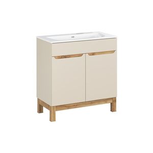 Koupelnová skříňka Bali Sky se zápustným umyvadlem 80 cm kašmírová/dub wotan vyobraziť