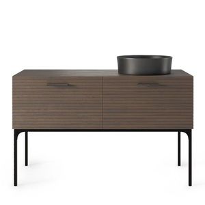 Koupelnová skříňka La Purete 120 cm s umyvadlem z masivu ořech/černá vyobraziť