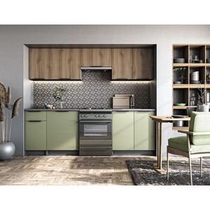 Kuchyňská linka Ksenia 240 cm pistáciová/ořech vyobraziť