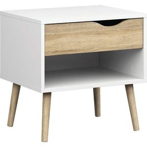 Nočný stolík Reno biela/dub sonoma vyobraziť