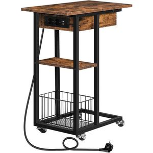 Odkladací stolík Vasagle Corby s nabíjacou stanicou hnedý/čierny vyobraziť