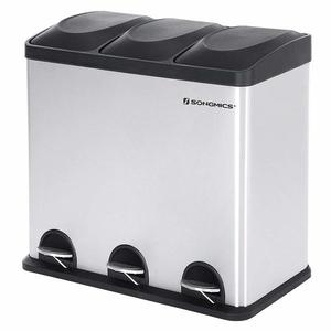 Odpadkový kôš 3 x 18 l strieborno-čierny vyobraziť