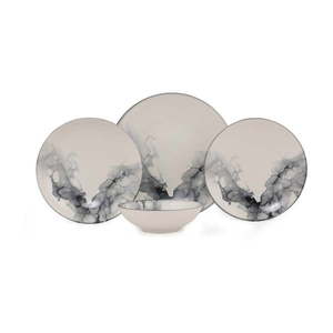 Porcelánová jídelní sada 24 ks talířů Shadow bílá/černá vyobraziť