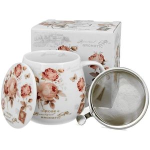 Porcelánový hrnek SECESE 430 ml bílý/růžový vyobraziť