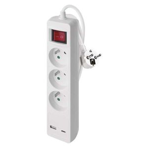 Prodlužovací kabel s vypínačem, 3 zásuvkami a USB porty 1, 5 mm² CABRERA 2 m bílý vyobraziť