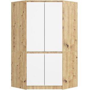 Rohová šatní skříň CLP 100 cm 4D dub artisan/bílá vyobraziť