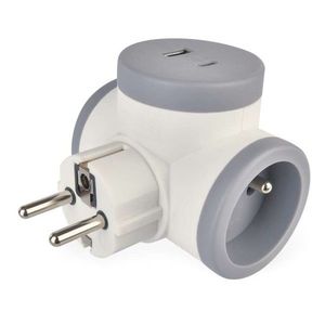 Rozbočovací zásuvka se 2 USB porty Declan bílá/šedá vyobraziť