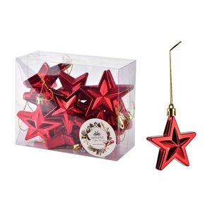 Sada 12 ks vánočních ozdob Stars červená vyobraziť