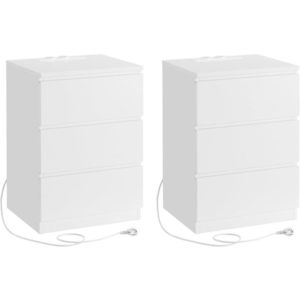 Sada 2 ks nočních stolků Vasagle Girgo se zásuvkou a USB porty bílá vyobraziť
