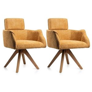 Sada 2 ks otočných jídelních křesel Ambra bouclé medově hnědá vyobraziť